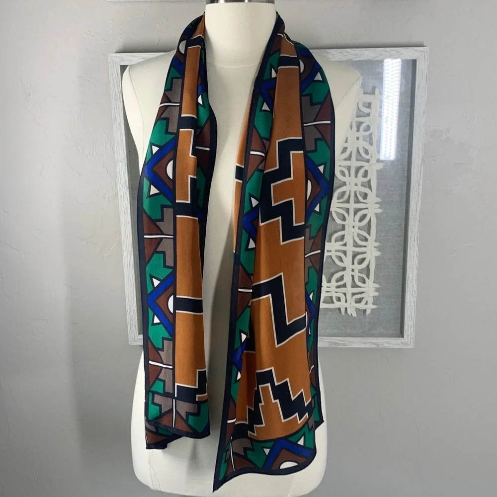 Echo silk scarf with aztec southwestern print